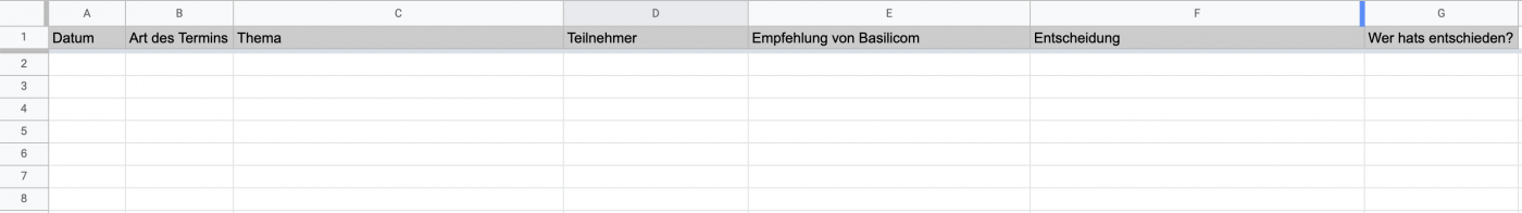 Projektmanagement - Entscheidungsprotokoll