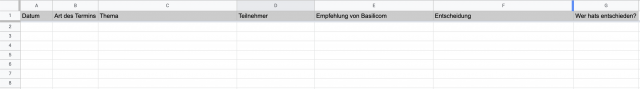 Projektmanagement - Entscheidungsprotokoll